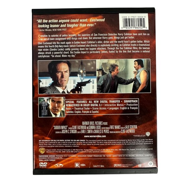 Clint Eastwood Collection Sudden Impact 1983 R Warner Bros DVD Dirty Harry - Picture 2 of 7